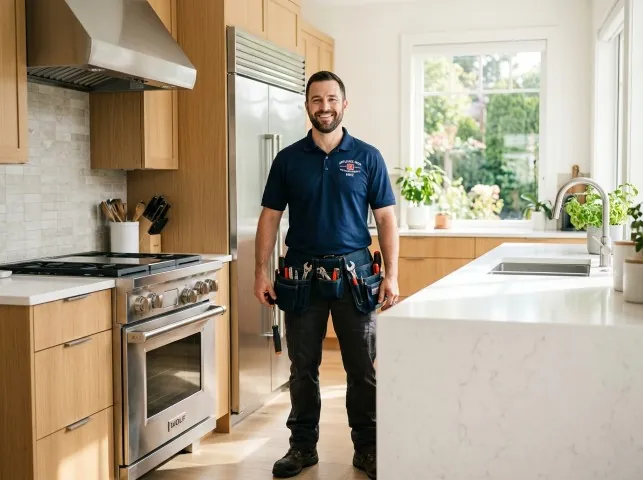 Appliance Repair Hero technician in a Barboursville, VA kitchen after an appliance repair